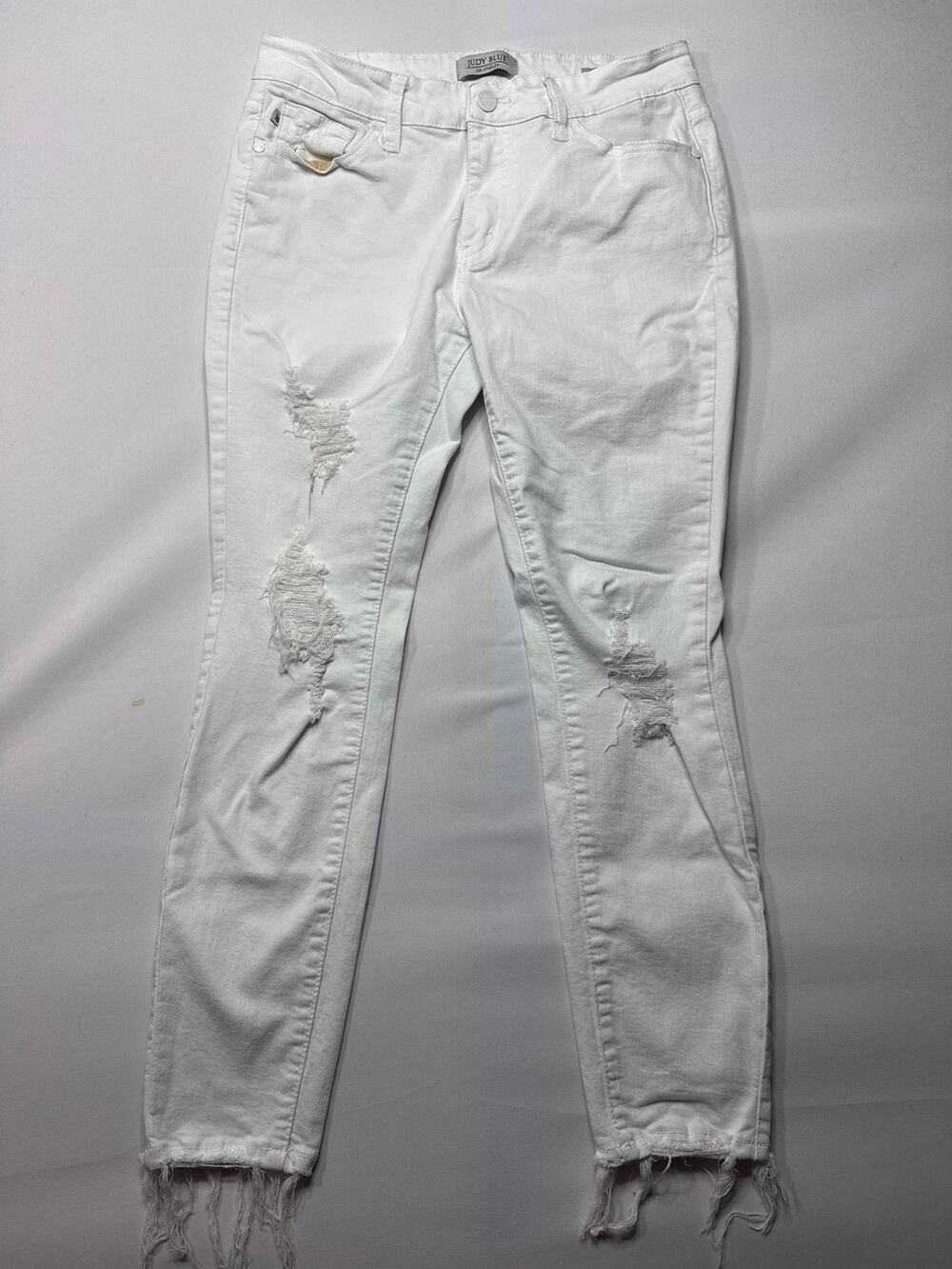 Judy Blue Women's Skinny Fit Distressed White Stretch Jeans‎ - 11/30 (29x25.5)